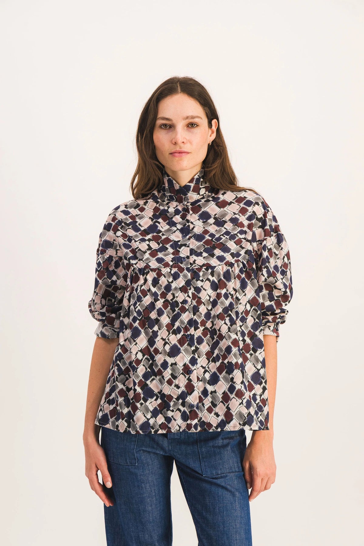 SIMONE BORDEAUX SKETCH BLOUSE