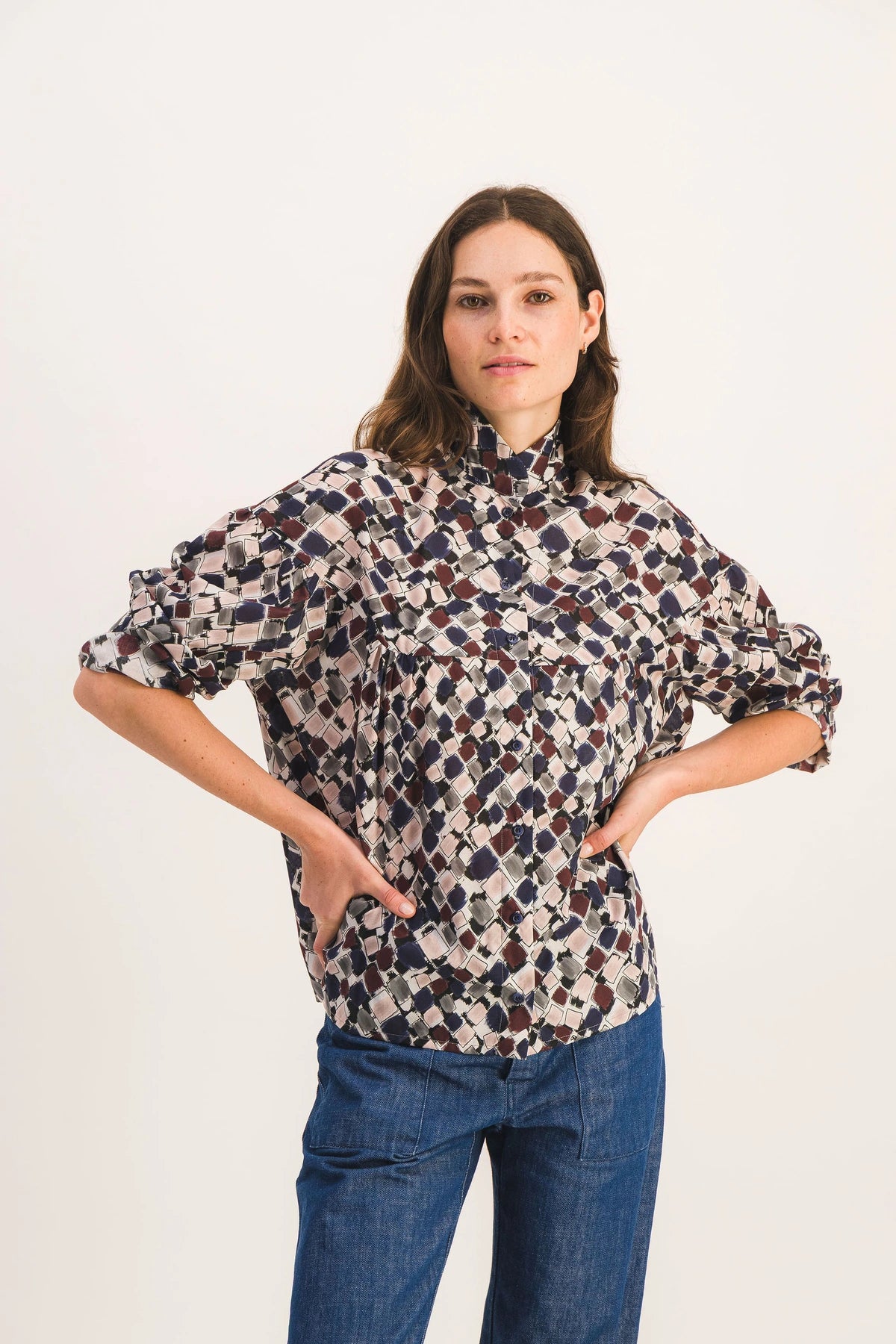 SIMONE BORDEAUX SKETCH BLOUSE