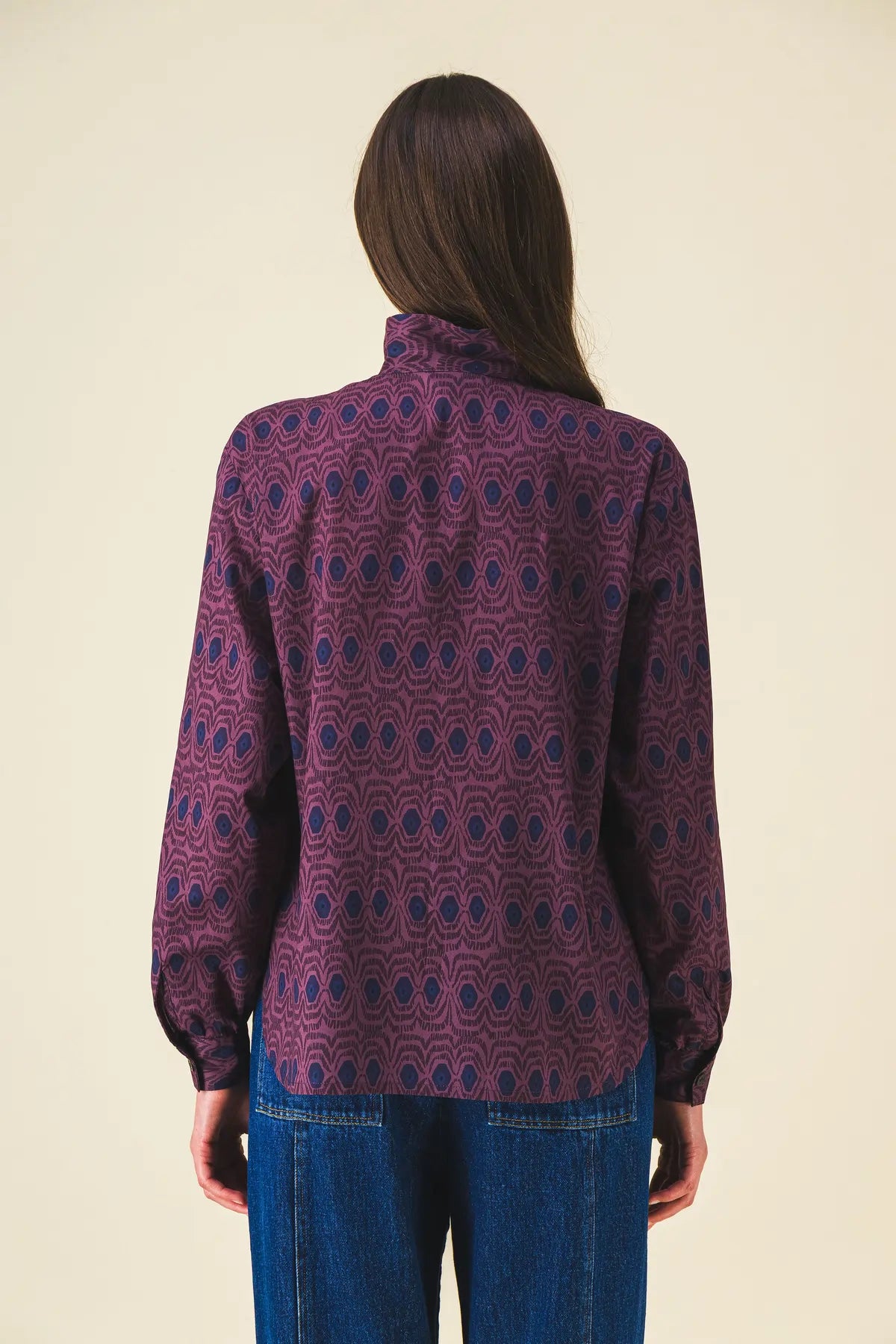 chemise col montant plume