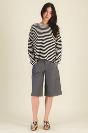 MÉLIE BLACK AND WHITE STRIPED TOP