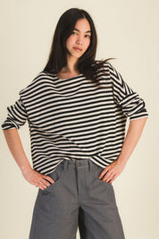 MÉLIE BLACK AND WHITE STRIPED TOP