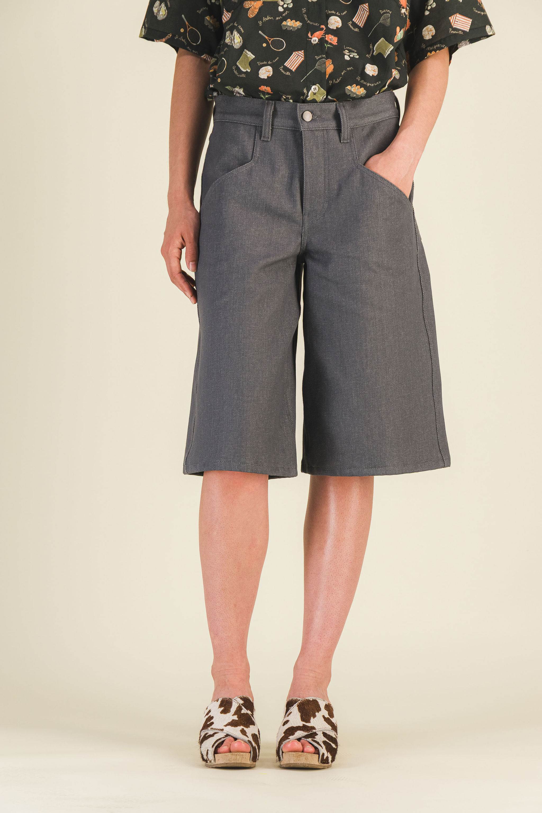 Bermuda denim loose femme Ben Denim Gris - photo 1