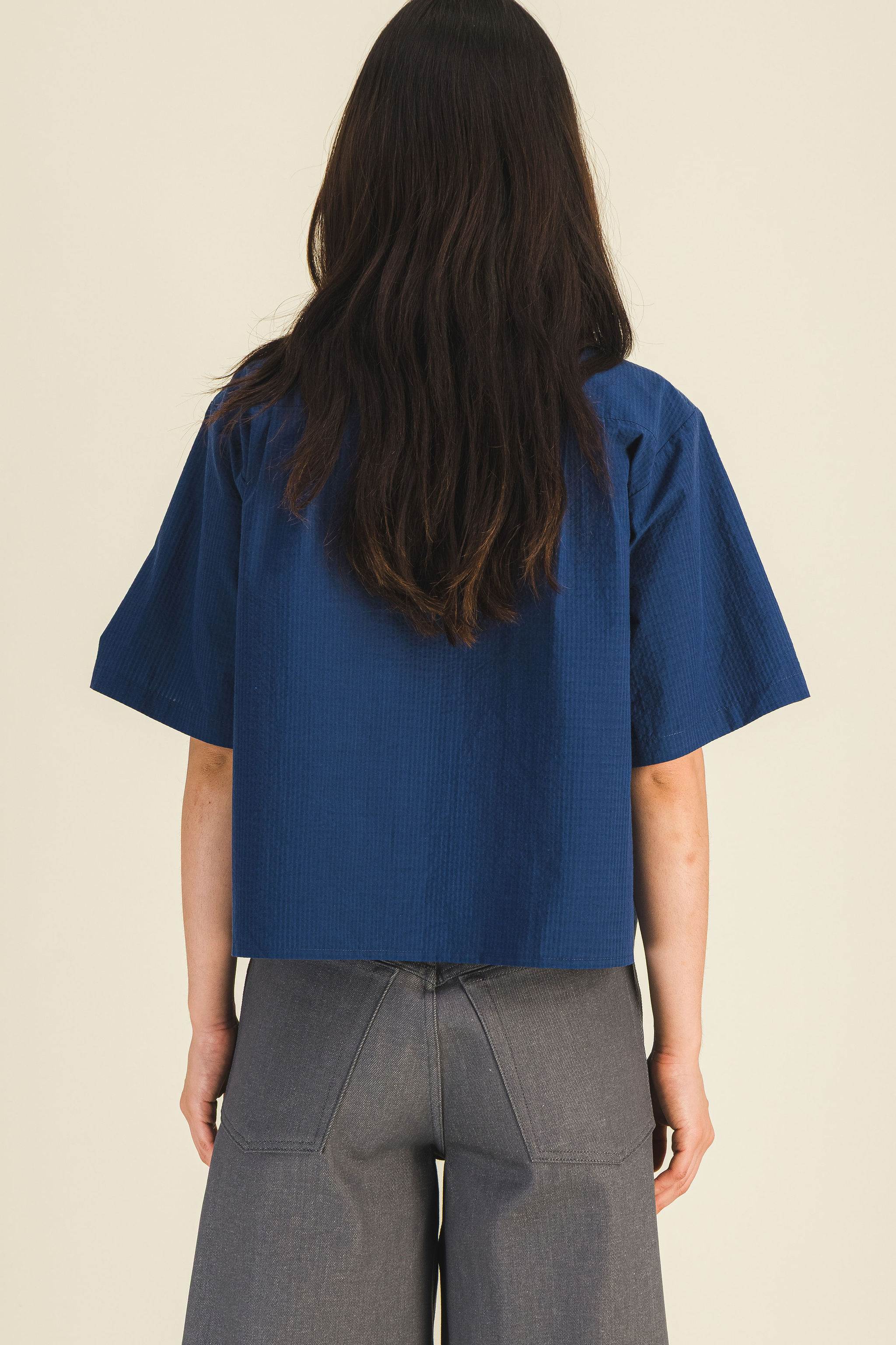 Chemise seersucker manches courtes femme Summer Bleu - photo 4