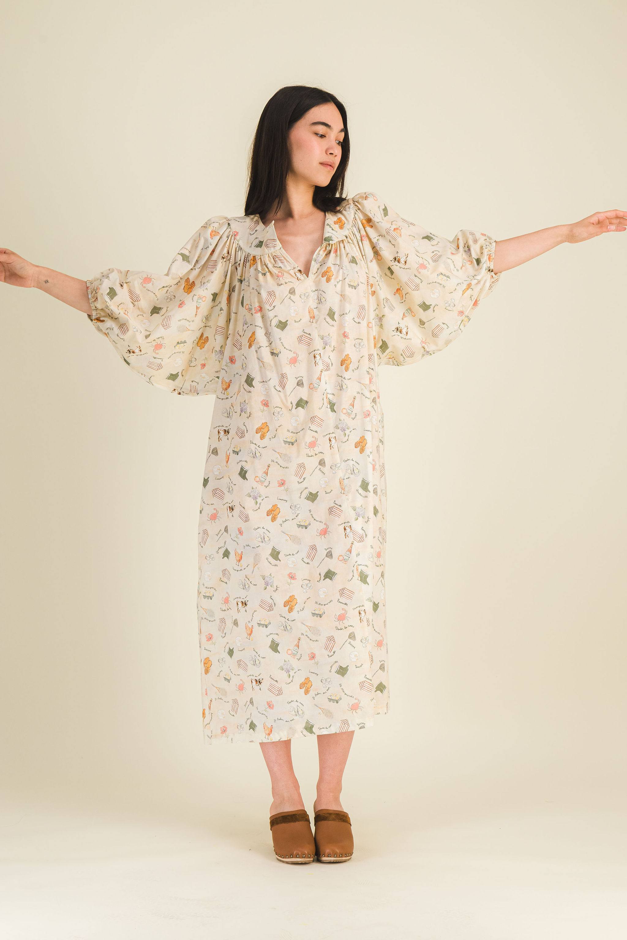 Robe longue imprimée femme Pippa Beige - photo 1