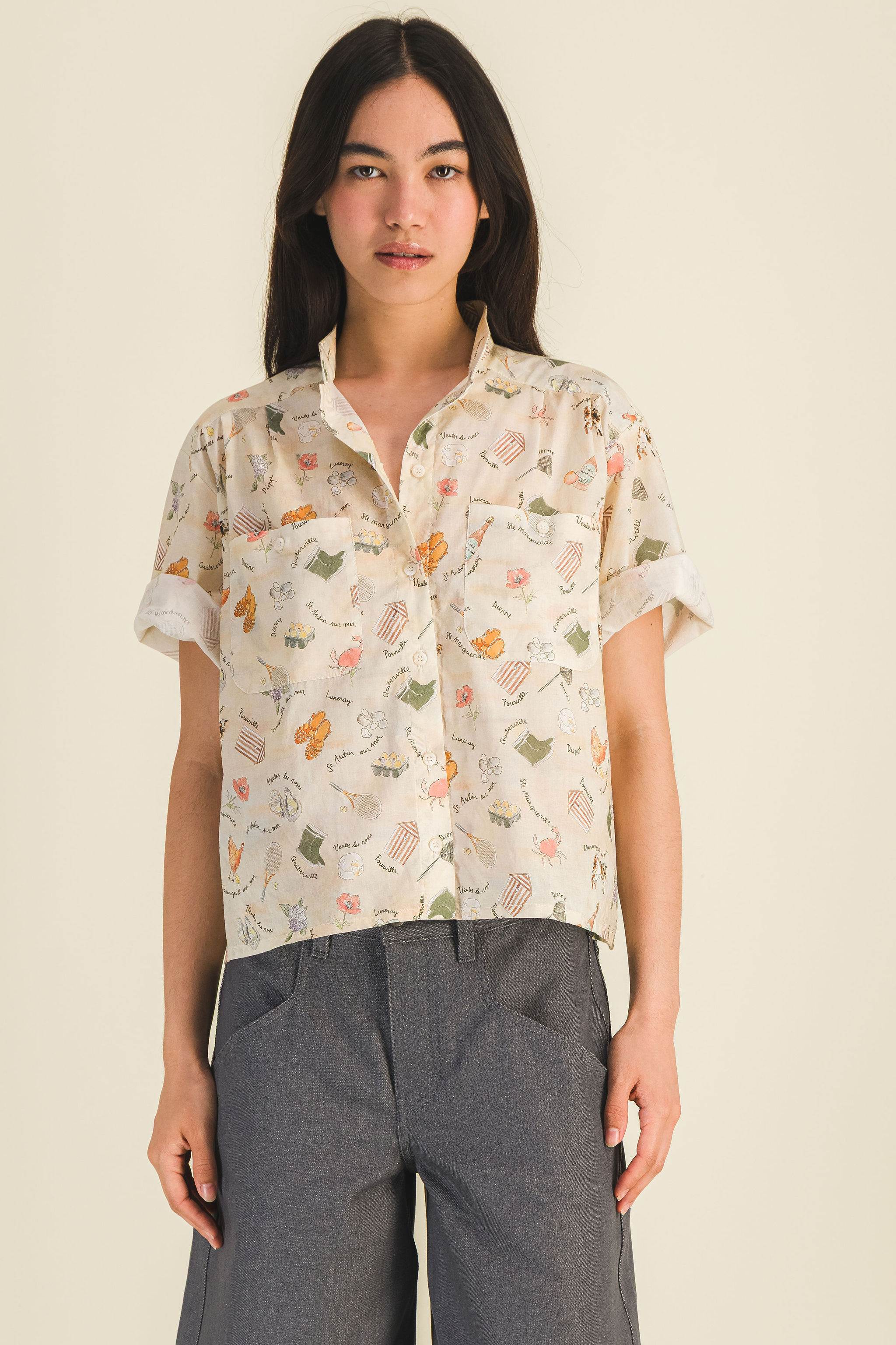 Top imprimé manches courtes femme Summer Beige - photo 1