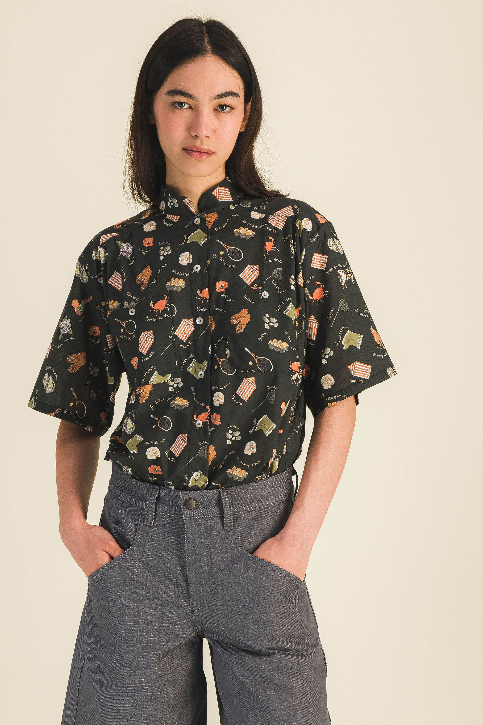 Top imprimé manches courtes femme Summer Noir - photo 1