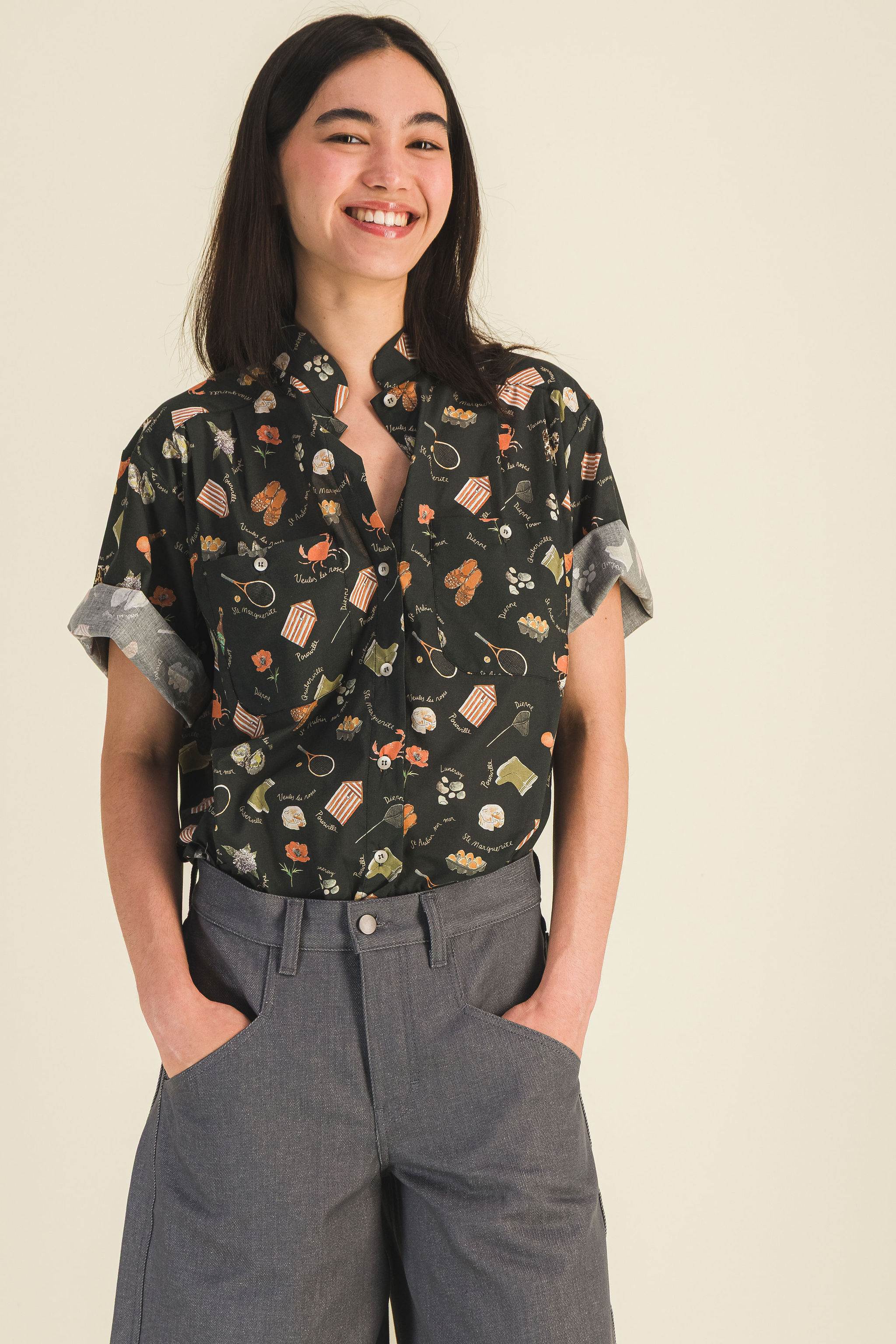 Top imprimé manches courtes femme Summer Noir - photo 2
